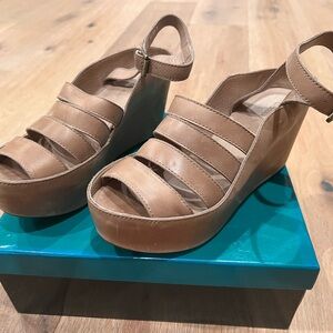 Chocolat Blu Tan Wedge Sandals